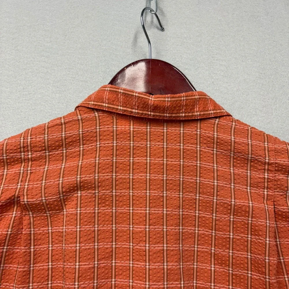 Patagonia Plaid Button Up Shirt Kids Small 7-8 Orange Short Sleeve Gorpcore